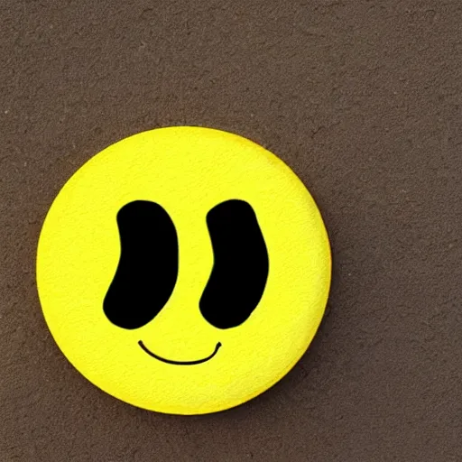 Image similar to circular yellow smiling cartoon face licking itself, very happy, YUMMYS CALLS