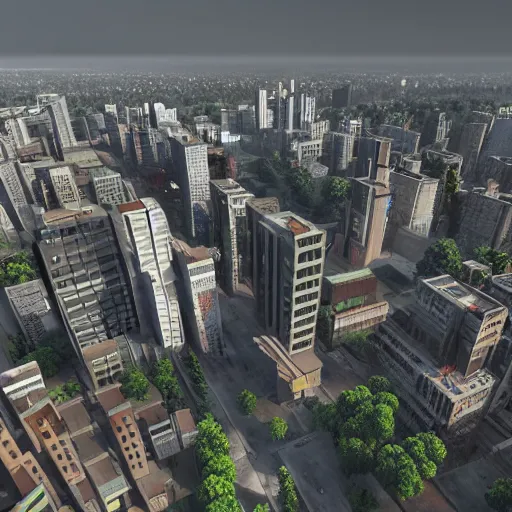 Image similar to urban dhaka city architecture, satellite imagery, 3 d mapping, birds lower eye view, photo realism, unreal engine 5, high quality, ray tracing, epic lighting