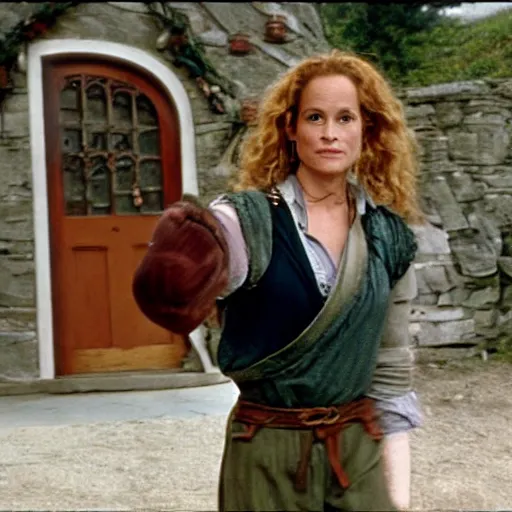 Prompt: elizabeth shue as a hobbit