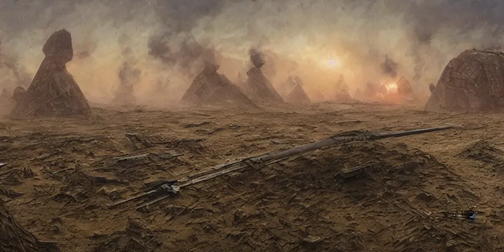 Image similar to world war 1 landscape in star wars, painted by john howe and greg rutkowski