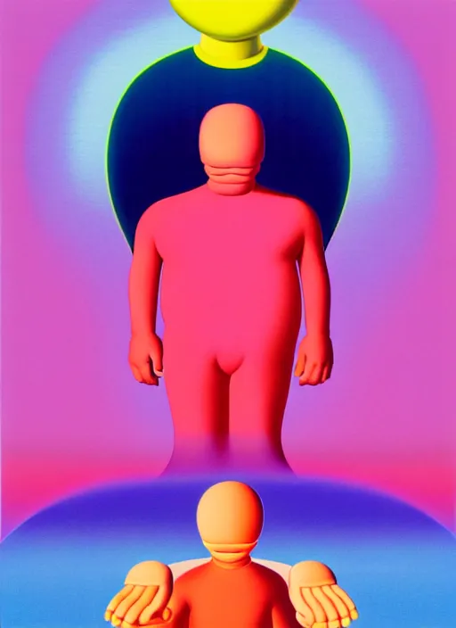 Prompt: meditaiting by shusei nagaoka, kaws, david rudnick, airbrush on canvas, pastell colours, cell shaded!!!, 8 k