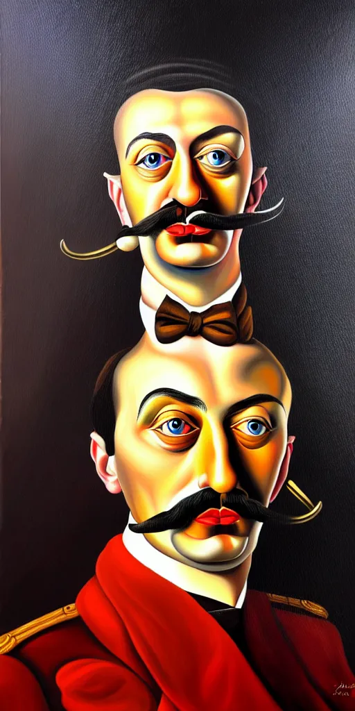 Image similar to portrait painting of alexander bashlachev in the style of salvador dali