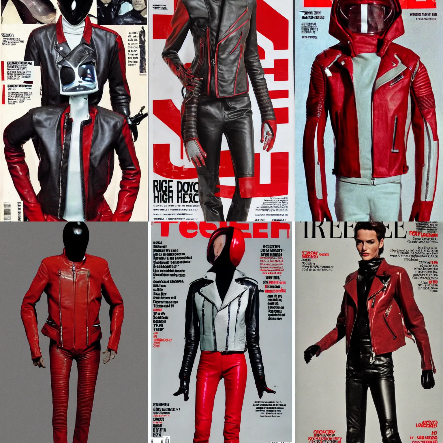 Prompt: sectoid, zeta reticulans, roswell greys, gray, wearing the red leather motorcycle jacket from thriller, high fashion magazine cover.