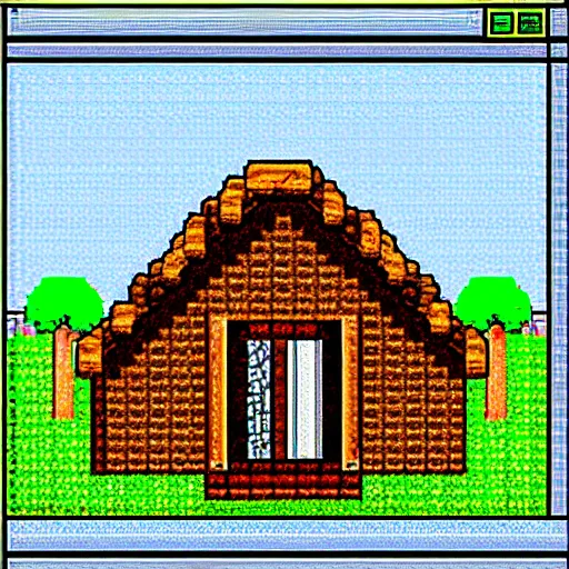 Prompt: a hut, pixelart