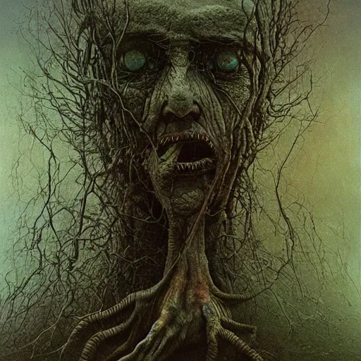 Image similar to zdzislaw beksinski painting of cosmic horror