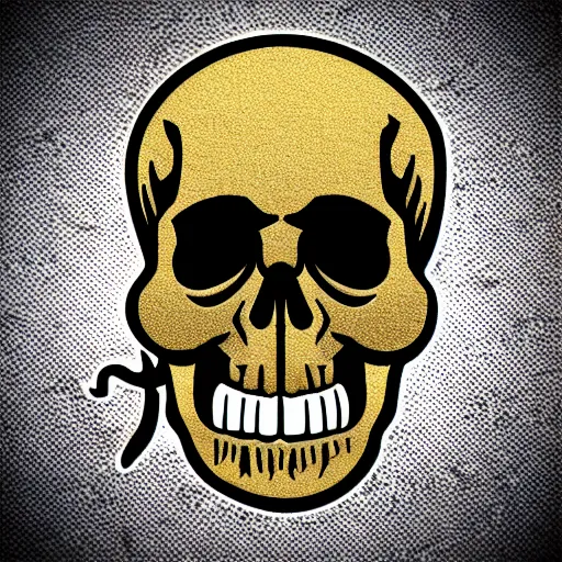 Image similar to skull shaped microphone vector logo for a death metal record label, golden ratio, HD 4K, Iconic