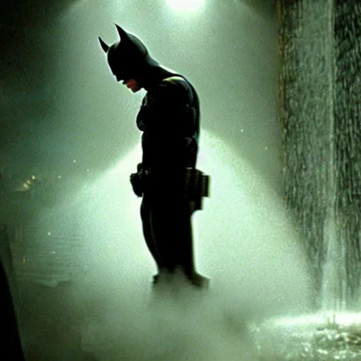 Prompt: batman having a cold shower, in the film, the dark knight, christopher nolan