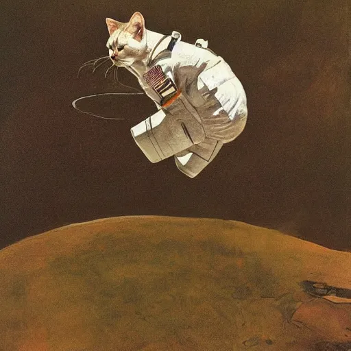 Prompt: a cat astronaut by Andrew Wyeth