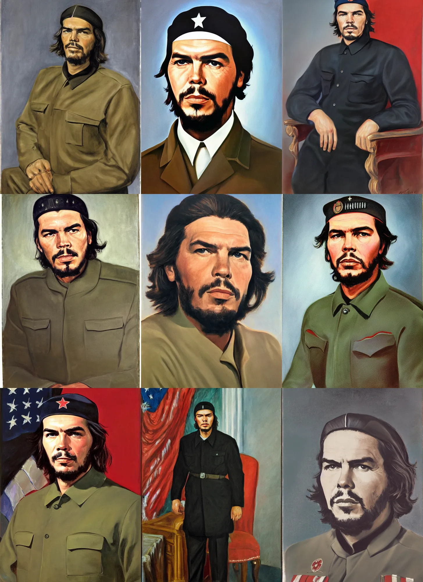 Prompt: official portrait of Che Guevara, 36th President of the United States, 1963-1969. Portrait by James Anthony Wills. Oil on panel. White House Collection/White House Historical Association