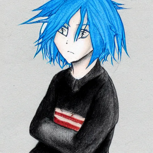 Image similar to boy with white hair and blue highlights, drawn by Fungzau