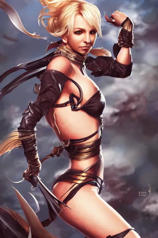 Image similar to Britney spears in a blade and soul spinoff artbook rendered by the artist Hyung tae Kim, Stanley Artgerm Lau, trending on Artstation by Hyung tae Kim, Hardy Fowler, artbook, Taran Fiddler and Tin Brian Nguyen and Stanley Artgerm Lau