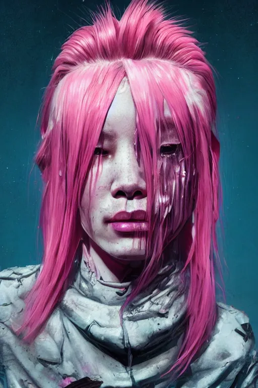 Prompt: portrait of a melting punk girl pink hair . intricate abstract. intricate artwork. nightmare fuel. terrifying. by Tooth Wu, wlop, beeple, dan mumford , trending on artstation, greg rutkowski very coherent symmetrical artwork. cinematic, hyper realism, high detail, octane render, 8k, iridescent accents