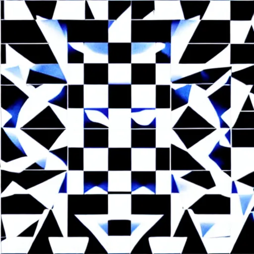 Image similar to rhythmical ornament black blue white squares grid pattern structure perfectly aligned visual techno music