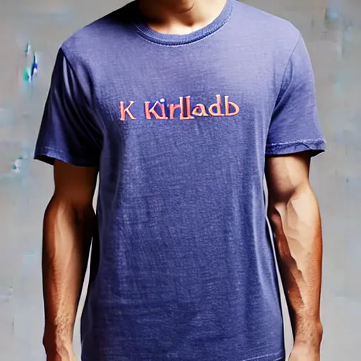 Image similar to A tied-dyed t-shirt with kirkland logo at the front