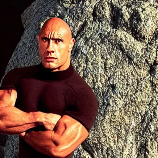 Image similar to The Rock in a turtleneck, Shrek