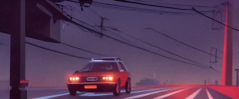 Image similar to RS Blue Audi RS 2 Avant (1995), black car, a gritty neo-noir, dramatic lighting, cinematic, establishing shot, extremely high detail, photorealistic, cinematic lighting, artstation, by simon stalenhag, Max Payne (PC) (2001) winter new york