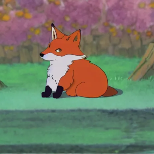 Prompt: a fox with cheese by studio ghibli