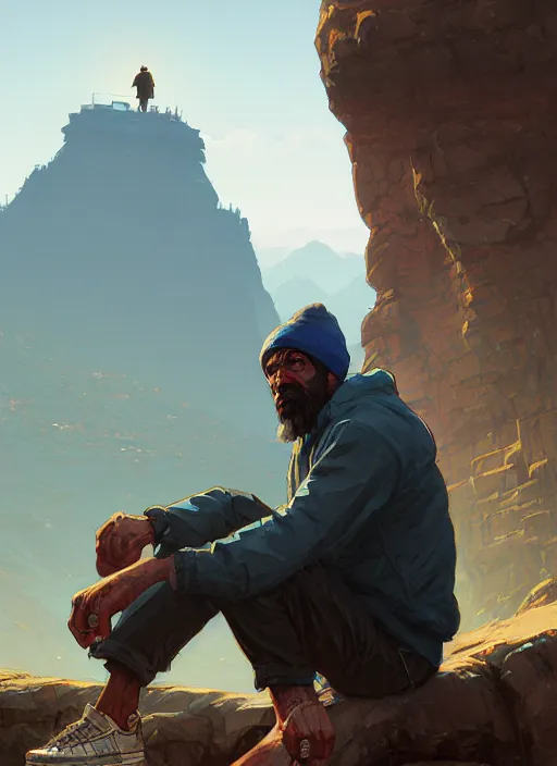 Prompt: Highly detailed full-body portrait of homeless The Rock, in GTA V, Stephen Bliss, unreal engine, fantasy art by Greg Rutkowski, Loish, Rhads, Makoto Shinkai and Lois van baarle, ilya kuvshinov, rossdraws, Tom Bagshaw, global illumination, radiant light, detailed and intricate environment