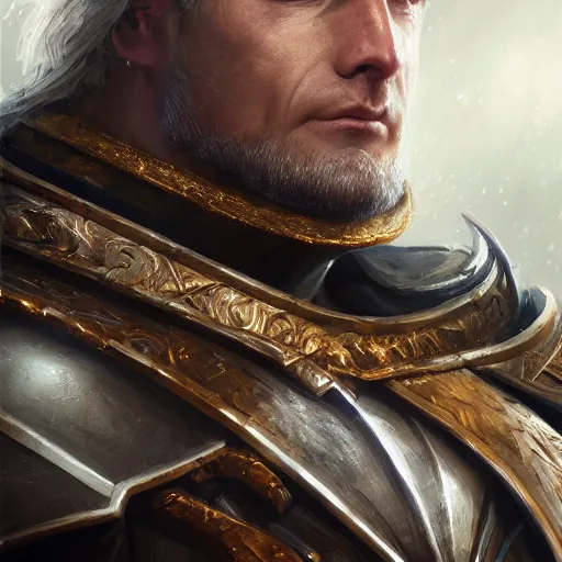 Image similar to close up portrait of emperor karl franz in renaissance armor, by cedric peyravernay and feng zhu, highly detailed, excellent composition, cinematic concept art, dramatic lighting, trending on artstation