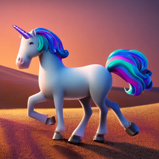 Image similar to unicorn made by Pixar, high resolution, 8k