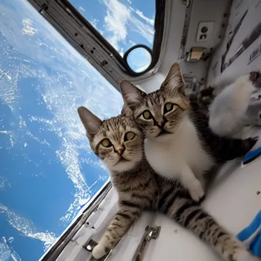 Image similar to Photo of cats floating inside the ISS