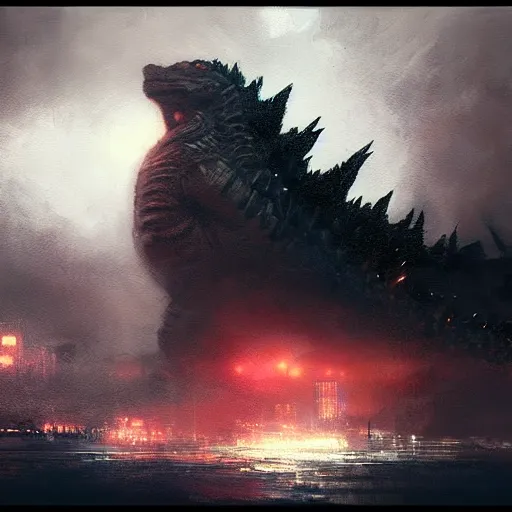 Prompt: godzilla by jeremy mann, cinematic lighting - n 4