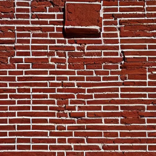 Prompt: albedo texture of brick wall, flat lighting, top - down photograph, large bricks, white mortar