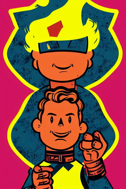 Image similar to fallout 7 6 retro futurist illustration art by butcher billy, sticker, colorful, illustration, highly detailed, simple, smooth and clean vector curves, no jagged lines, vector art, smooth andy warhol style