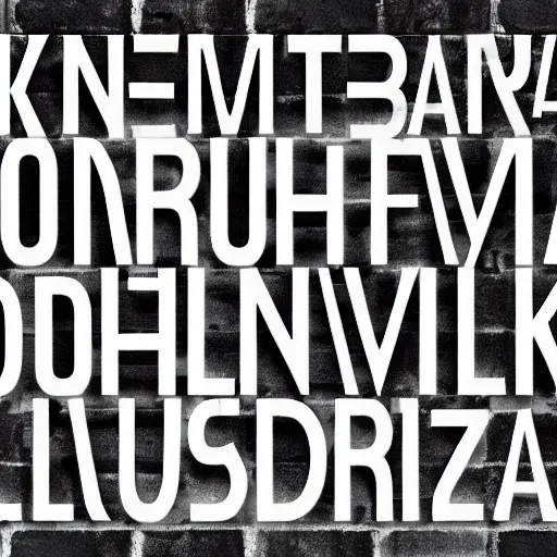 Image similar to text : katzkab, font, text on a wall, black and white,