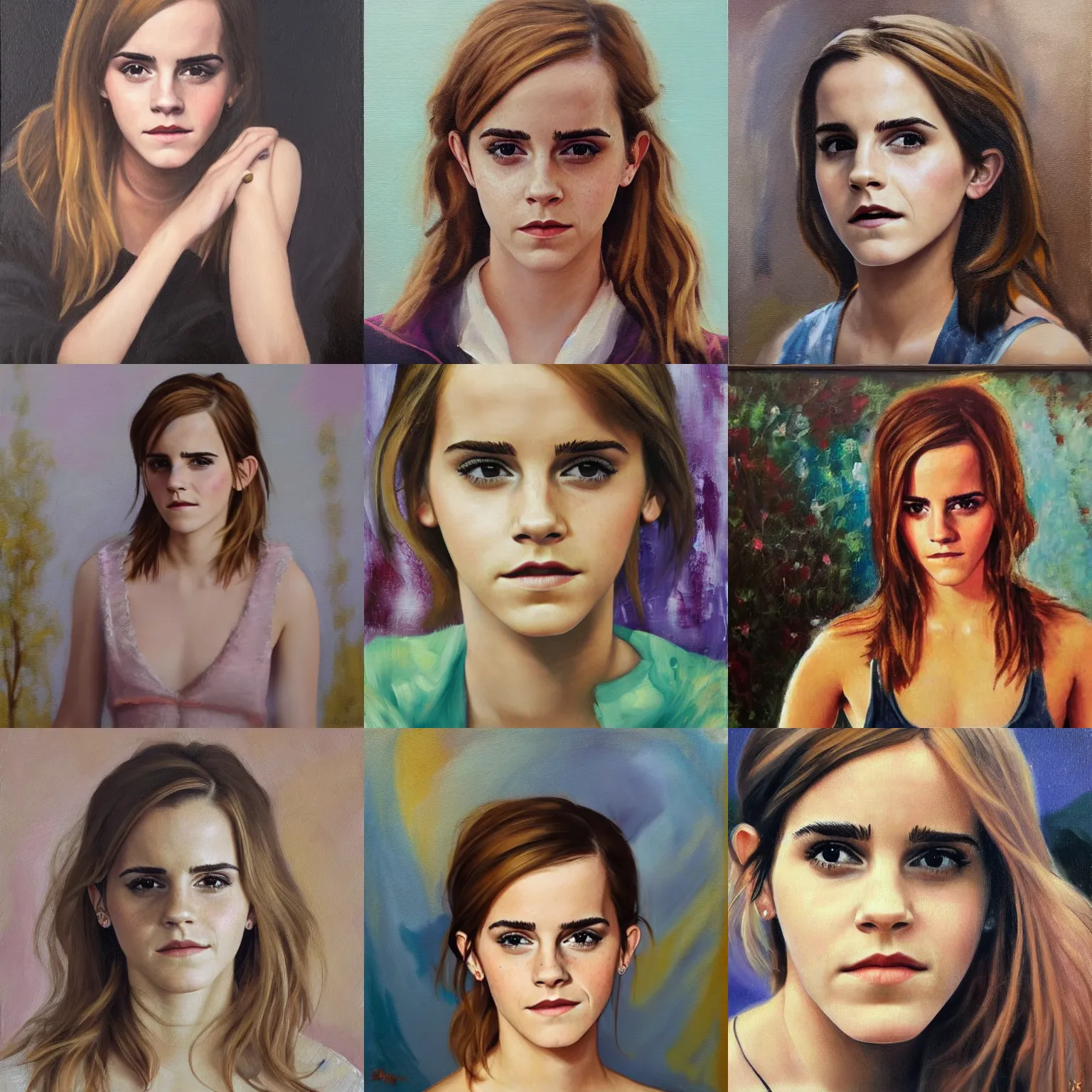 Prompt: emma watson as a munter, oil painting