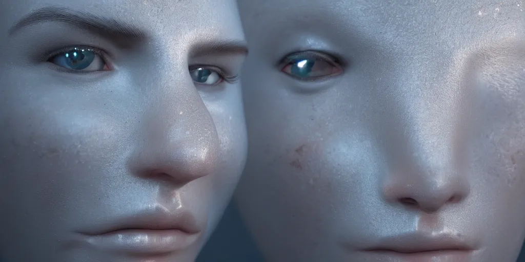 Image similar to ray trace human face made of a perfect mirror, reflections, reflections, 3 d rendering, hdr, hdr, octane rendering, maya rendering, path tracing, occlusion, global illumination, sun flares, vsx, vsx, sgi, smooth shadows, insanely detailed, 8 k, high resolution, kinematics.