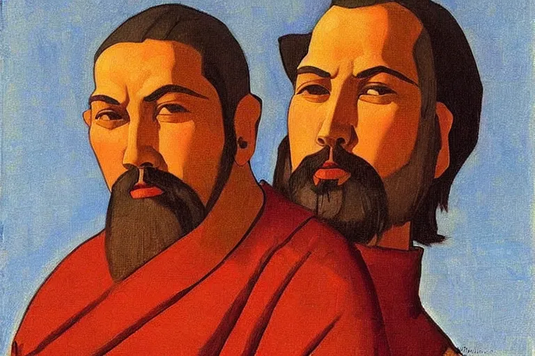 Image similar to portrait artwork by nicholas roerich