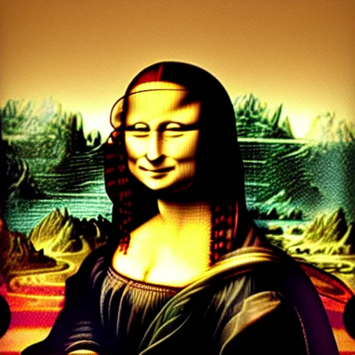 Prompt: Mona Lisa in Minecraft