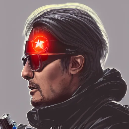 prompthunt: cyberpunk hideo kojima as the leader of a futuristic communist  nation, cybernetics, sharp lines, digital, artstation, colored in