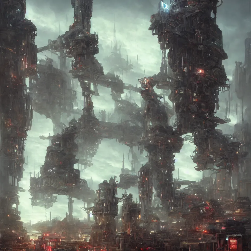 Image similar to lost souls feeding the eternal machine, epic shot, philosophical, low camera angle, monumental, very detailed, clear, dawn, by artgerm, ed repka, julie bell, beeple and Greg Rutkowski, airbrush, cyberpunk, science fantasy, 90s, hard sci-fi, concept art, matte painting, Smooth gradients, octane render, 8k, High contrast, depth of field, very coherent artwork