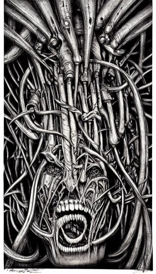 Image similar to rage, by hr giger