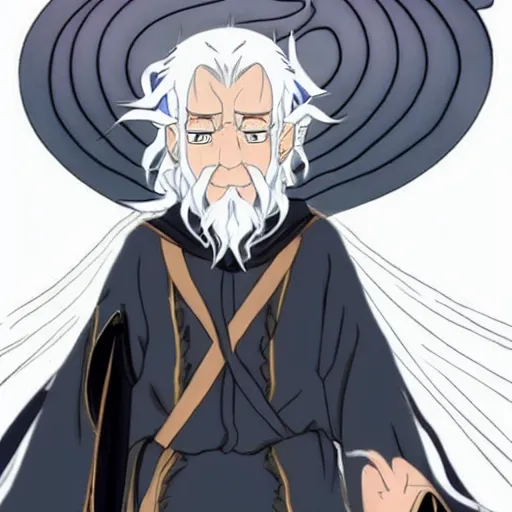 Prompt: gandalf as an anime character