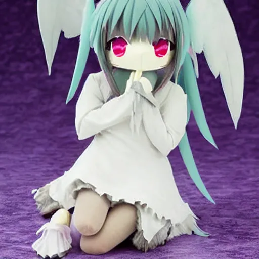 Image similar to cute fumo plush of a distressed harpy girl, anime girl