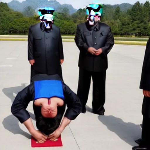 Image similar to Kim Jong Un does Push ups with one hand