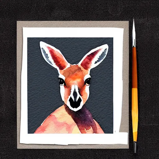 Prompt: kangaroo, watercolor, watercolor art, kangaroo, simple, white background