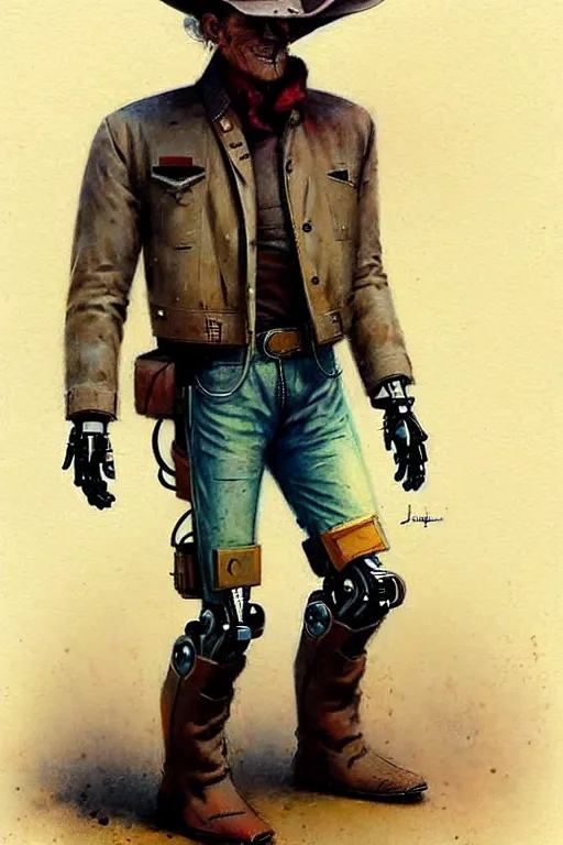 Prompt: ( ( ( ( ( 1 9 5 0 s retro future robot android west world cowboy. muted colors. ) ) ) ) ) by jean - baptiste monge!!!!!!!!!!!!!!!!!!!!!!!!!!!!!!