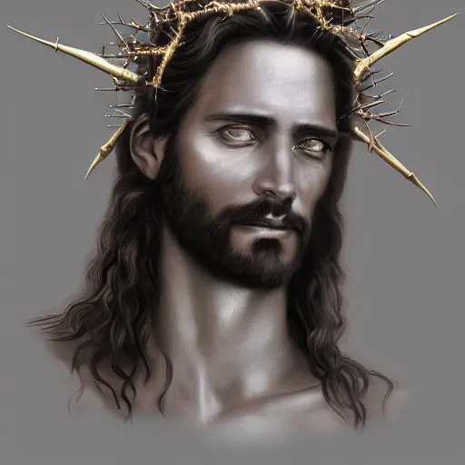 Image similar to portrait of jesus with a lizard head, crown of thorns, cross, christianity, intricate, elegant, highly detailed, centered, grungy, digital painting, artstation, concept art, smooth, sharp focus, boris vallejo
