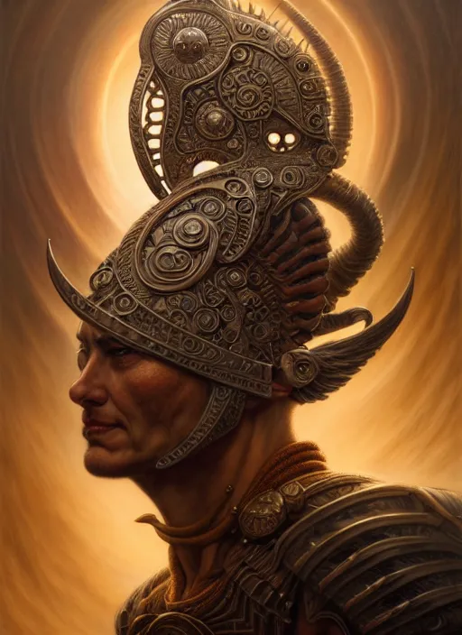 Prompt: portrait shot of an ancient warrior, intricate, elegant, highly detailed, centered, digital painting, artstation, concept art, smooth, sharp focus, illustration, artgerm, tomasz alen kopera, peter mohrbacher, donato giancola, joseph christian leyendecker, wlop, boris vallejo