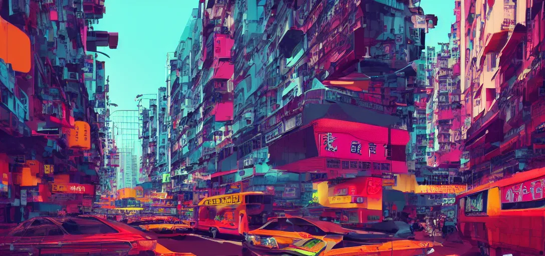 Prompt: Hong Kong Street Retro Futuristic Style, vibrant colors, 8k photorealistic, black background, HD, high details, trending on artstation