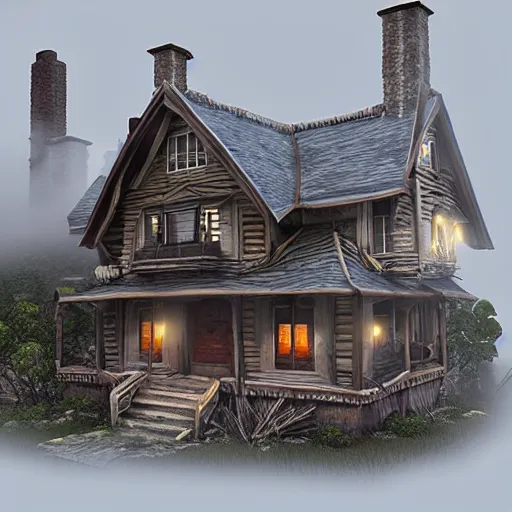 Image similar to Village render horror fog foster highly detailed game one house fear