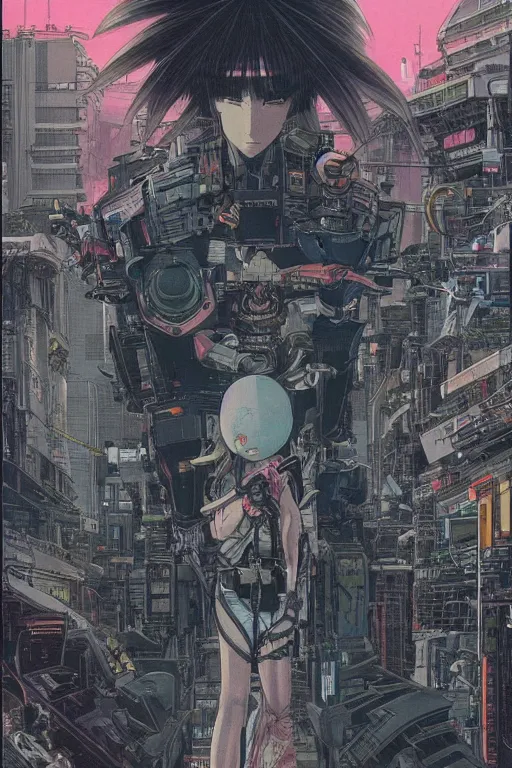 Image similar to beautiful hyperdetailed cyberpunk anime illustration by moebius, masamune shirow and katsuhiro otomo