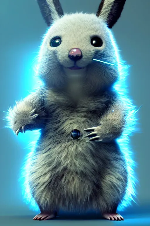 Prompt: high quality 3 d render sci - fi very cute fluffy! wombat!! cyborg with futuristic mechanical parts, cyberpunk monocle!, highly detailed, unreal engine cinematic smooth, in the style of detective pikachu, hannah yata charlie immer, dark blue neon light, low angle, uhd 8 k, sharp focus