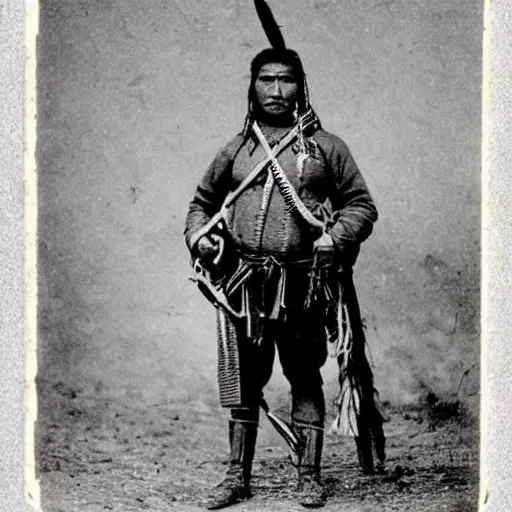 Image similar to old antique photo of an apache warrior