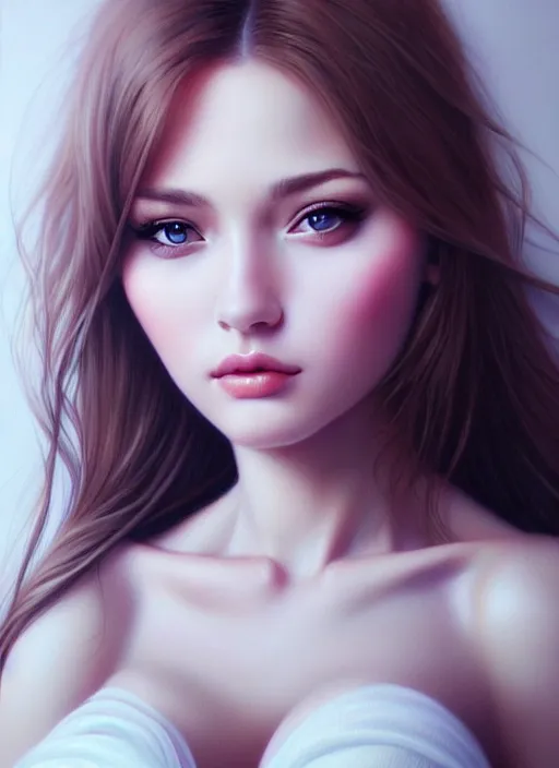 Image similar to a gorgeous female photo, professionally retouched, soft lighting, realistic, smooth face, [ [ half body shot ] ], perfect eyes, wide angle, sharp focus on eyes, 8 k high definition, insanely detailed, intricate, elegant, art by artgerm, snowy winter