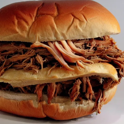 Image similar to pulled pork sandwich, sculpture by h.r. giger